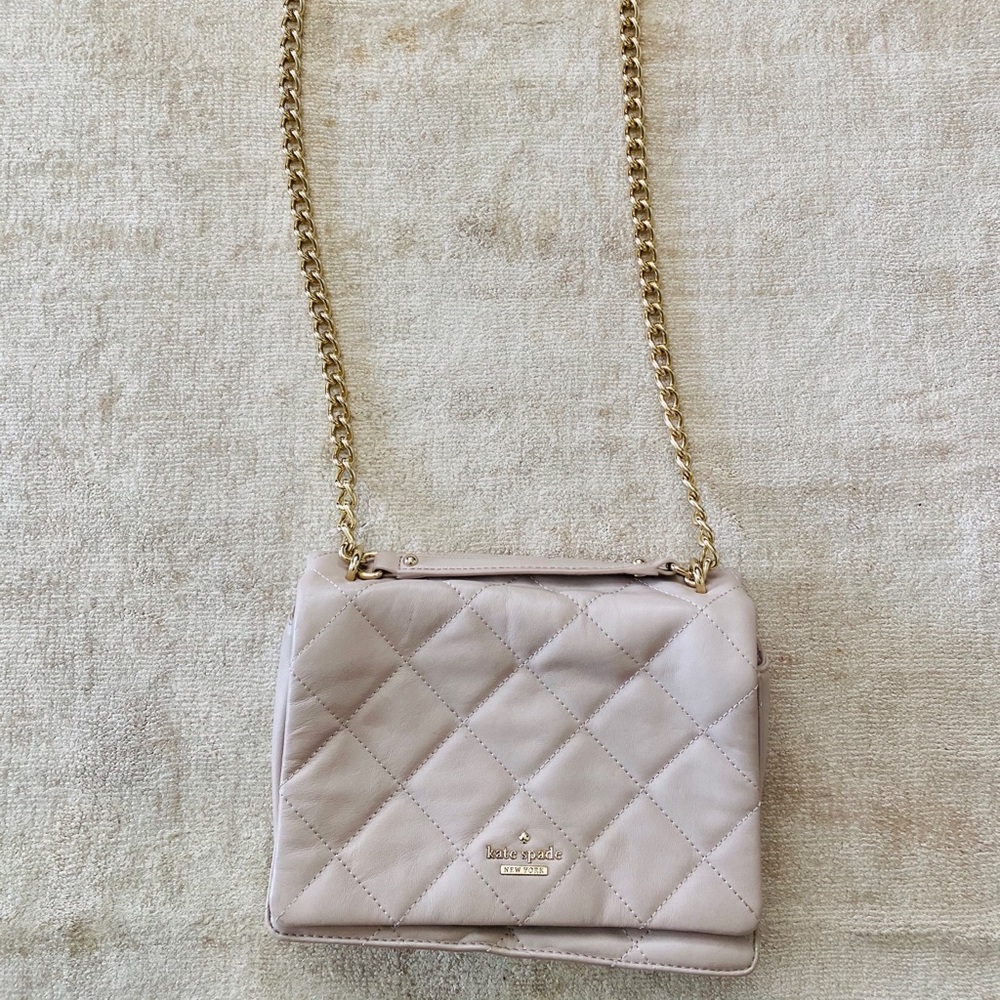 Gray Kate Spade stitched cross body bag